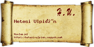 Hetesi Ulpián névjegykártya